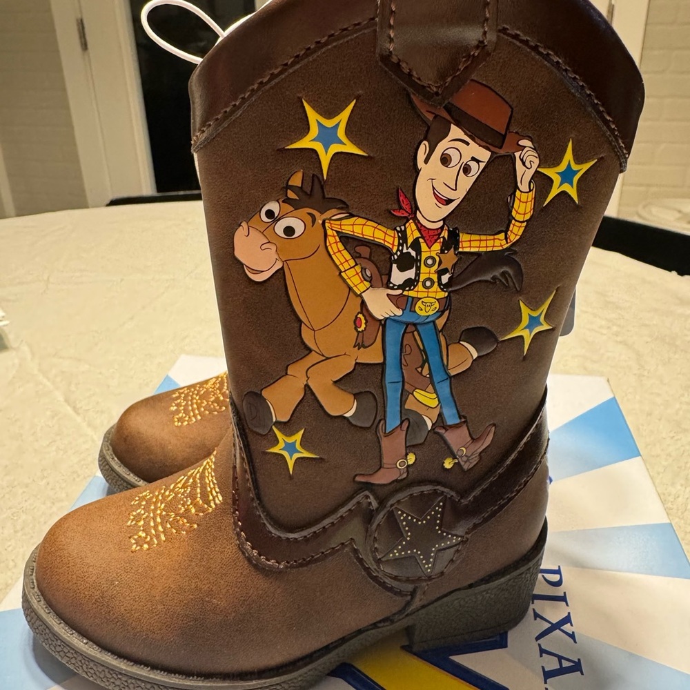 Toy Story Woody Brown Kids Cowboy Boots Toddler Size 5